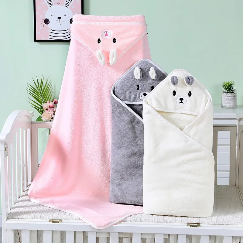 Baby Infant Bath Towels Baby Cartoon Coral Fleece Towel Newborn Blanket with Hood Bathrobe Infant Babys Stuff