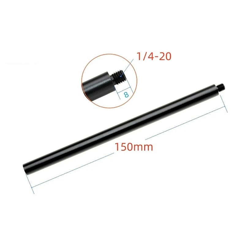 Aluminum Extension Rod 1/4" Female Bottom 1/4" Male Top Poles Tripods Extend Length for Photography Equipment