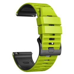 Breathable Silicone Sports Strap - 24mm Quick Release Wristband Bracelet - 24mm (Green black)