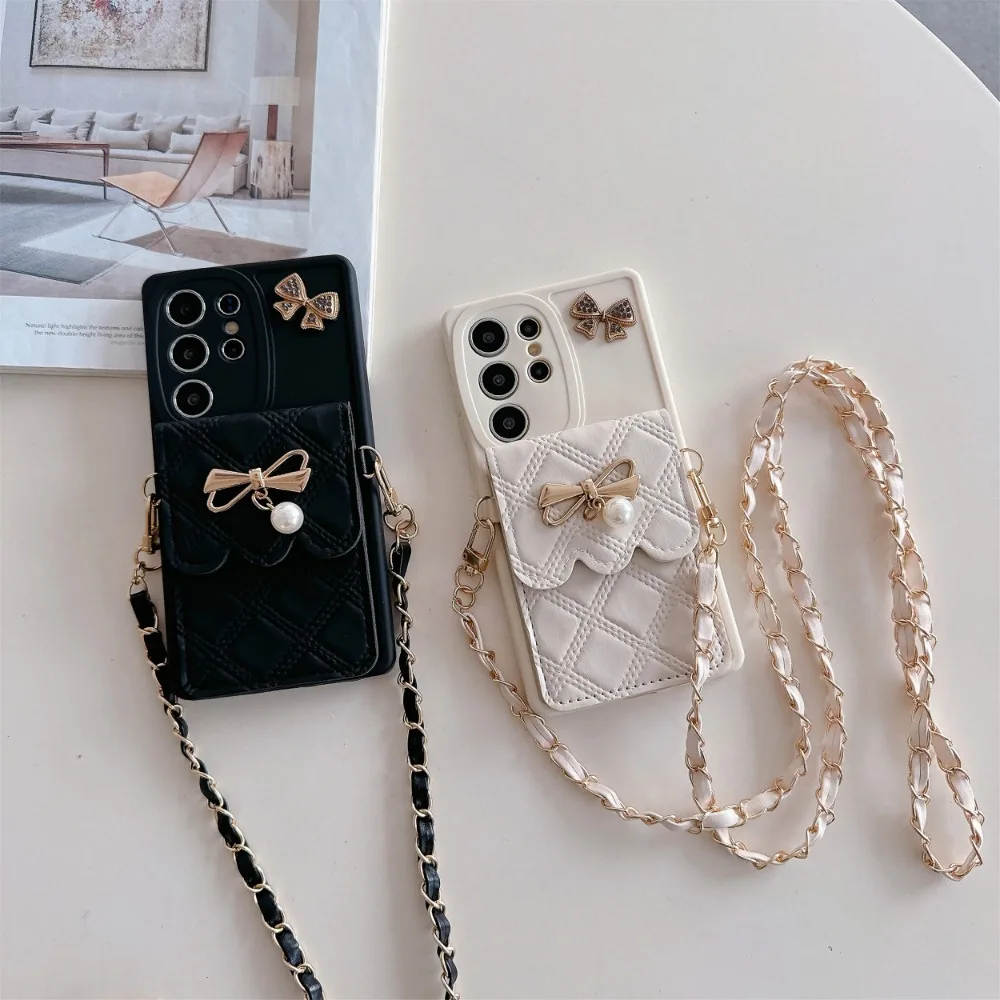 3D Bowknot Crossbody Wallet Phone Case – Stylish Soft Cover