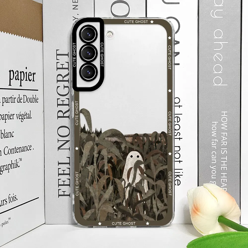Cute Ghost Sunflower Art Shockproof Soft Clear Phone Case