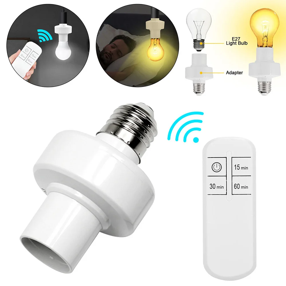 110V 220V Wireless Remote Control Smart Timer Switch E27 to E27 Lamp Holder House Multi Light Switch Bedroom Timer Switch New 5v 12v 24v 110v 220v digital lcd timer switch 7 days weekly programmable time relay programmer 50 60hz 1 second interval cn101s