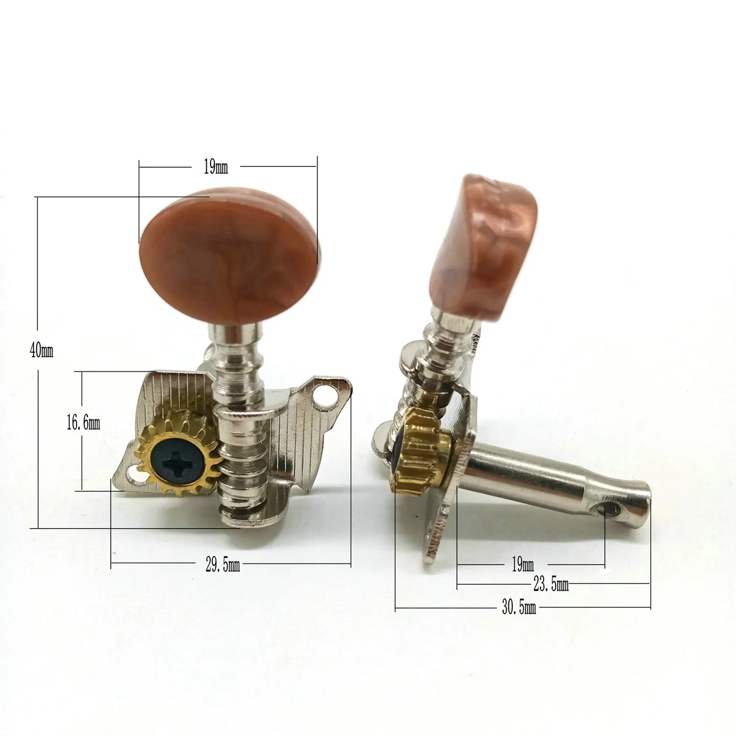 2R2L Metal Ukulele Locking String Tuner Guitar Tuning Peg Machine Head Brown Head Pegs for Ukulele Guitar Part