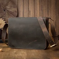 Retro Genuine Leather Men Laptop Bag Leather Shoulder Bag Business Office Bags Brown Male Laptop Portfolio Case Messenger Bag 1