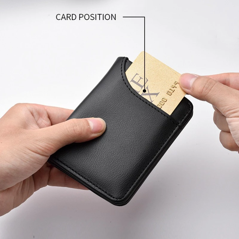 Men's Slim Bifold Wallet - Sleek Design with Vertical ID Window and Multi-Card Capacity