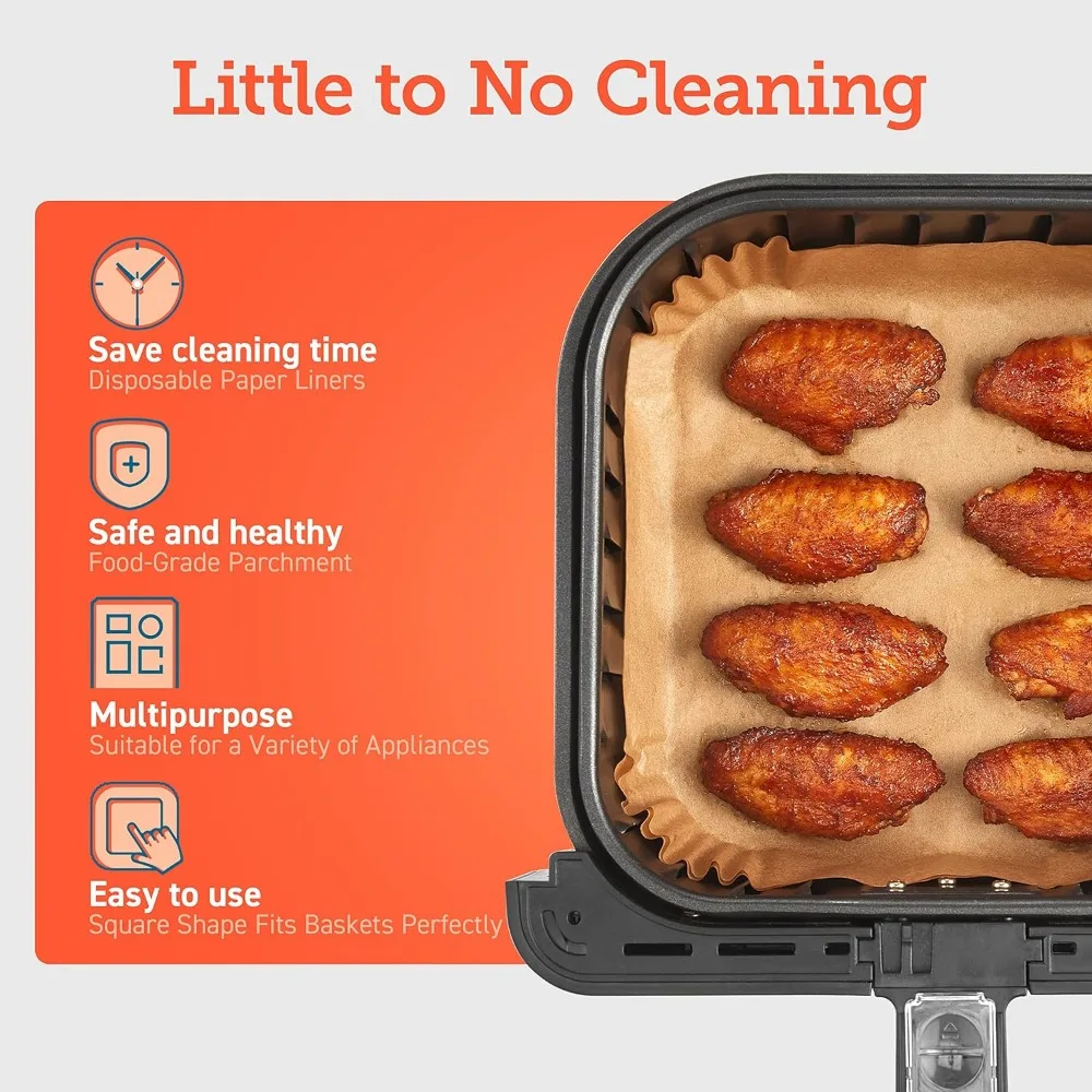 Small Air Fryer Oven 2.1 Qt, 4-in-1 Mini Airfryer, Roast, Reheat, Low-noise & 100 PCS Square Disposable Paper Liners, Non-Stick 5