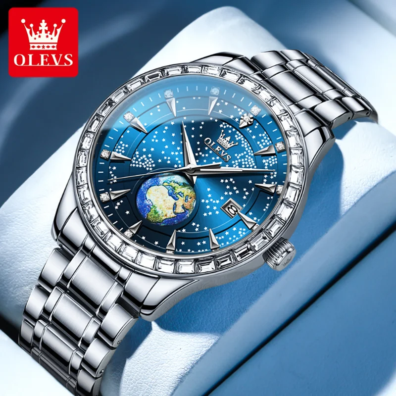 

OLEVS 9967 Men's Watches Casual Original Quartz Watch for Man Waterproof Luminous Starry Sky Dial Wristwatch Date Fashion Trend