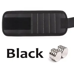 Magnetic Tool Wristband with Portable Attachment - Perfect DIY Gift - 3row 6 magnet (Black)