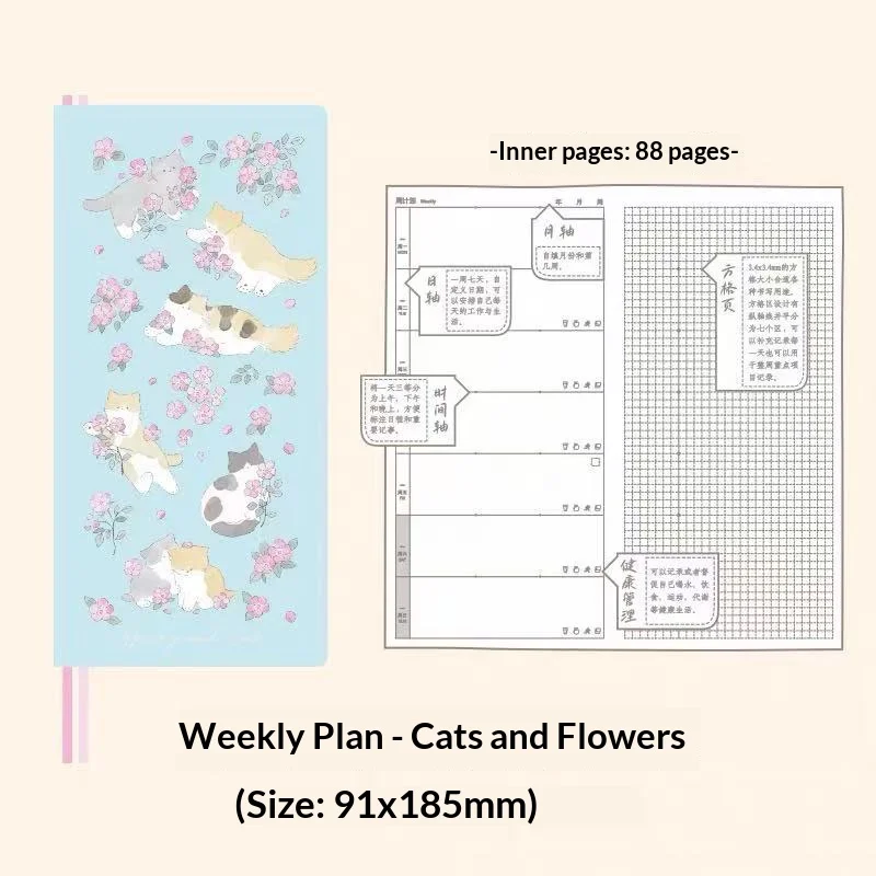 Kinbor Illustrated Hardcover Weekly Planner - Undated, Portable To-Do List Notebook