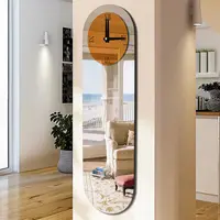 Large Wall Clock Living Room Decor Clock with Arched Mirror Edge for Entrance Hallway Bedroom Office 90 x 50 cm /100x32 cm - Image 3