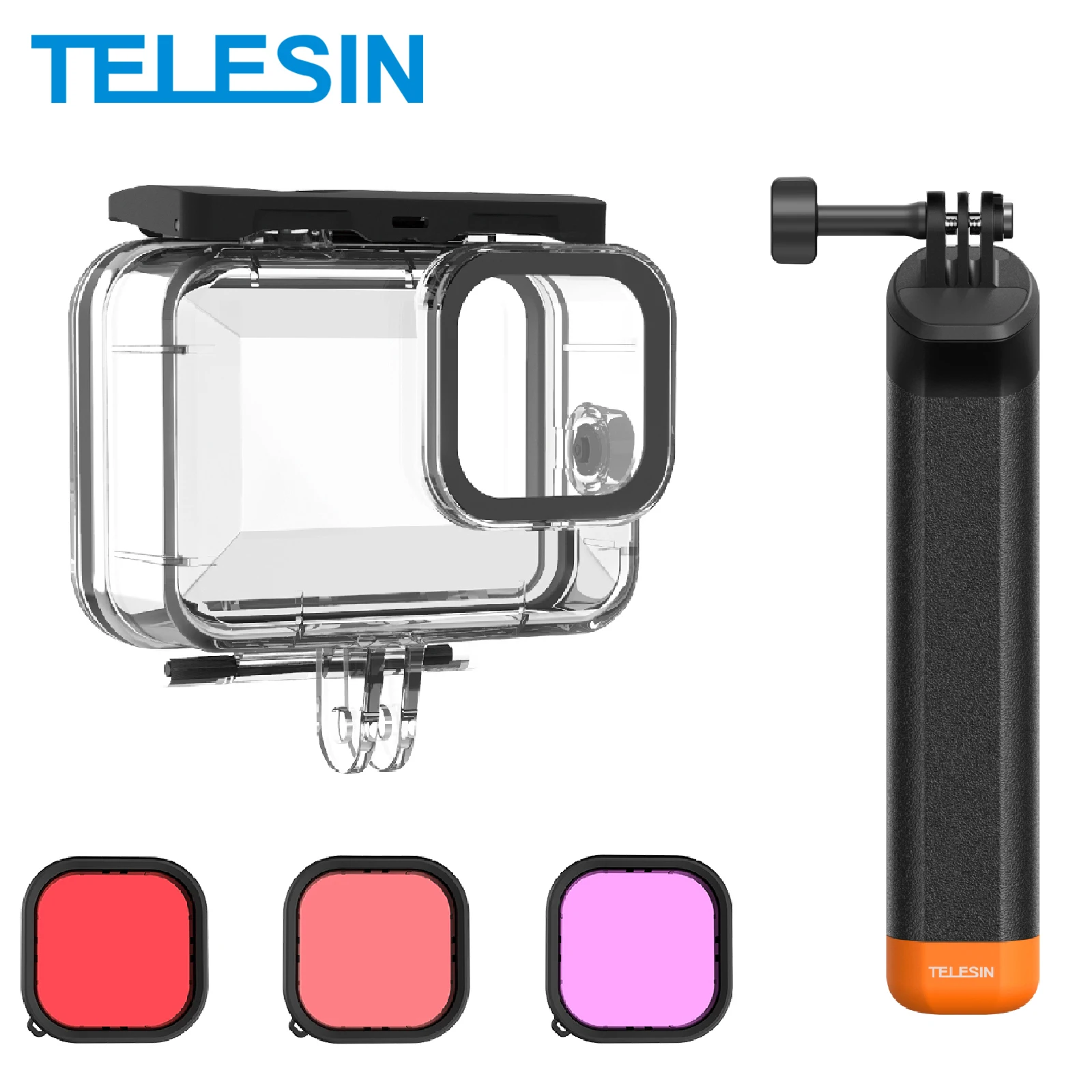 TELESIN 60M 방수 하우징 케이스 Gopro Hero 13 12 11 10 9 다..