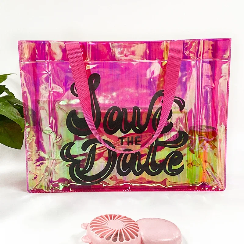 Clear Transparent Tote Bags For Students Large Capacity Transparent Tote Bags For Girls With Handles Portable Shopping Handbags