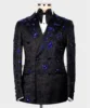Fashion Jacquard Men Suits Customized Wedding Groom Tuxedos With Beaded Crystal 2 Pieces Sets Male Prom Party Blazer ropa hombre 4