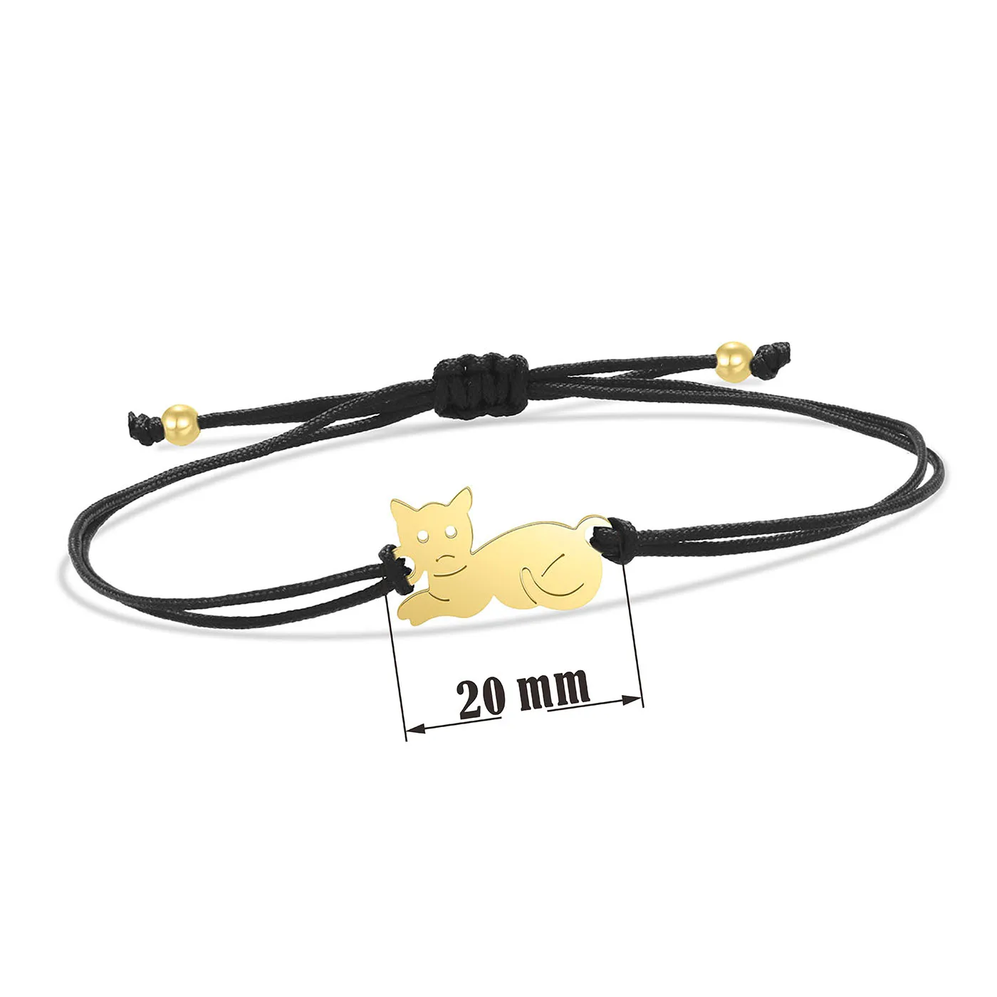 Gold-plated Stainless Steel Delicate Polished Cute Cat Charm Bracelet Women Fashion Red String - PeticaDeals