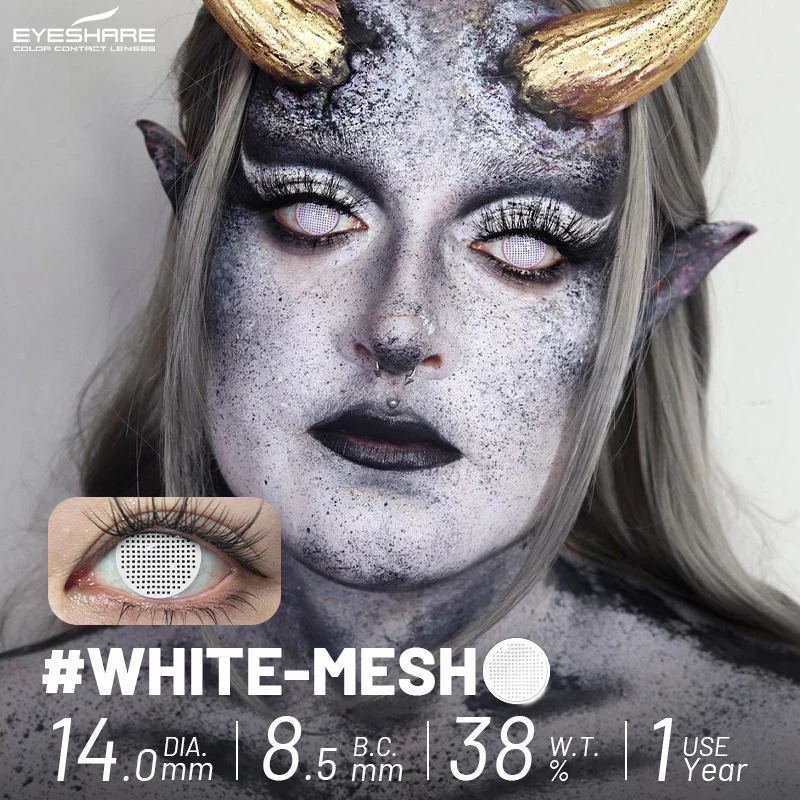 EYESHARE Cosplay Weiße Kontaktlinsen für Augen 1 Paar farbige Anime-Linse Augen-Make-up Schüler verrückte Halloween Damen Herren Accessoires – Detail 18