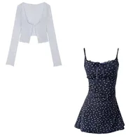 Sweet Spicy Strappy Mini Bodycon Dress Beach Cover-Up for Women Fashionable Fall New Arrivals French Floral Print Waist-Defining - Image 4