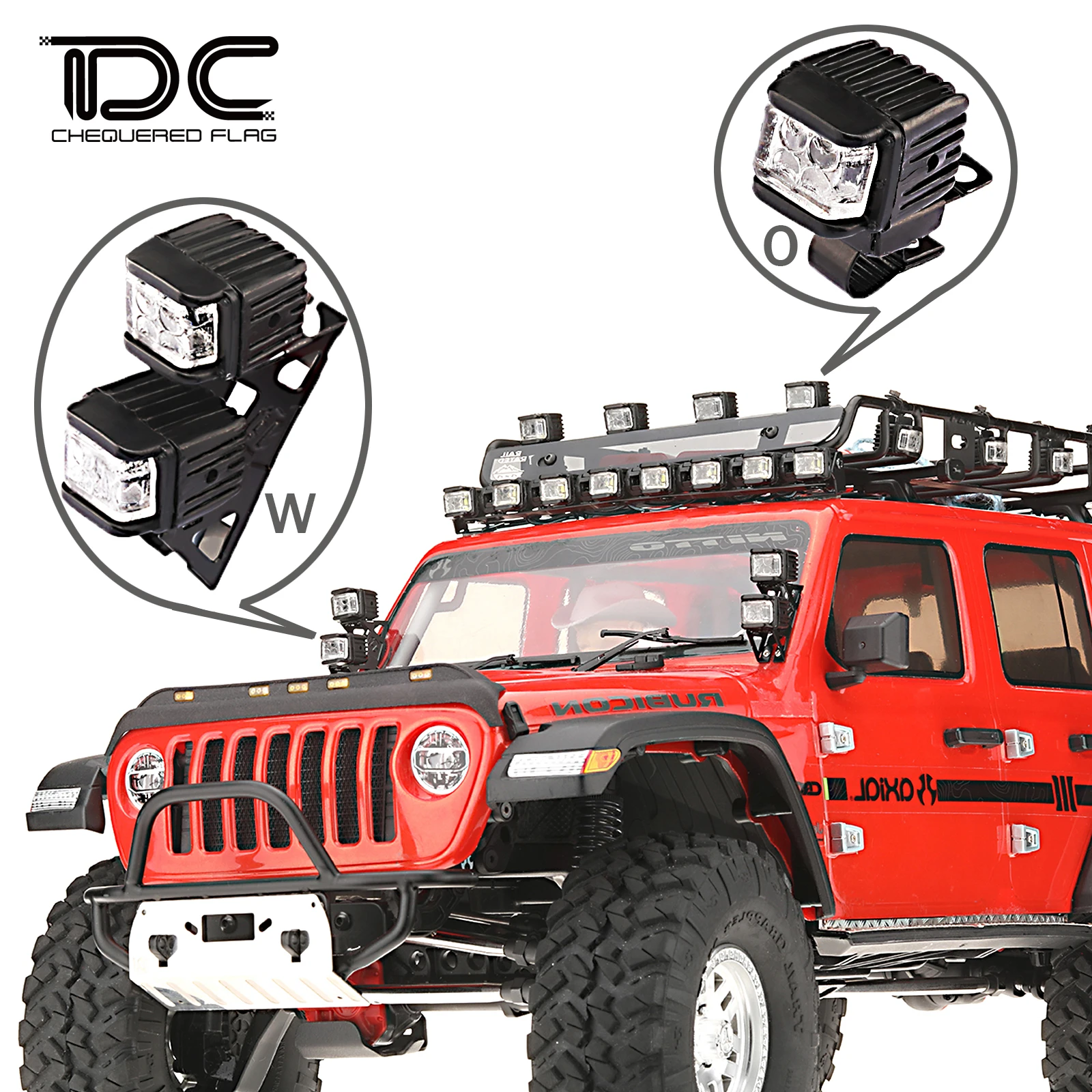 RC Car Light Kits Sidelight with Mount Holder LED Lamp Spotlight Set 1/10 1/12 Truck Rock Crawler Off-road