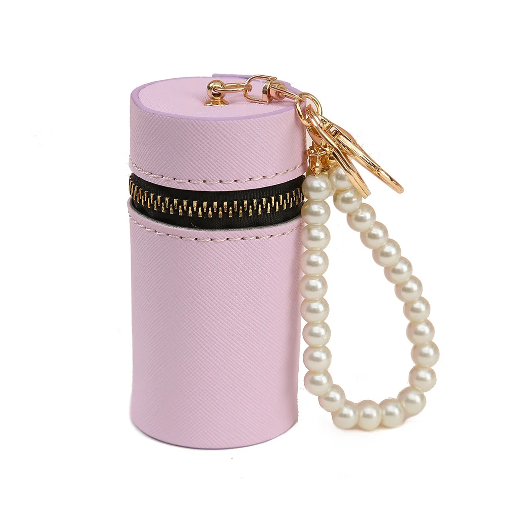 

Solid Color Mini Bucket Bag Women Lipstick Bag Portable Cylinder Coin Purse Car Keychain Headphone Bag Exquisite Decoration