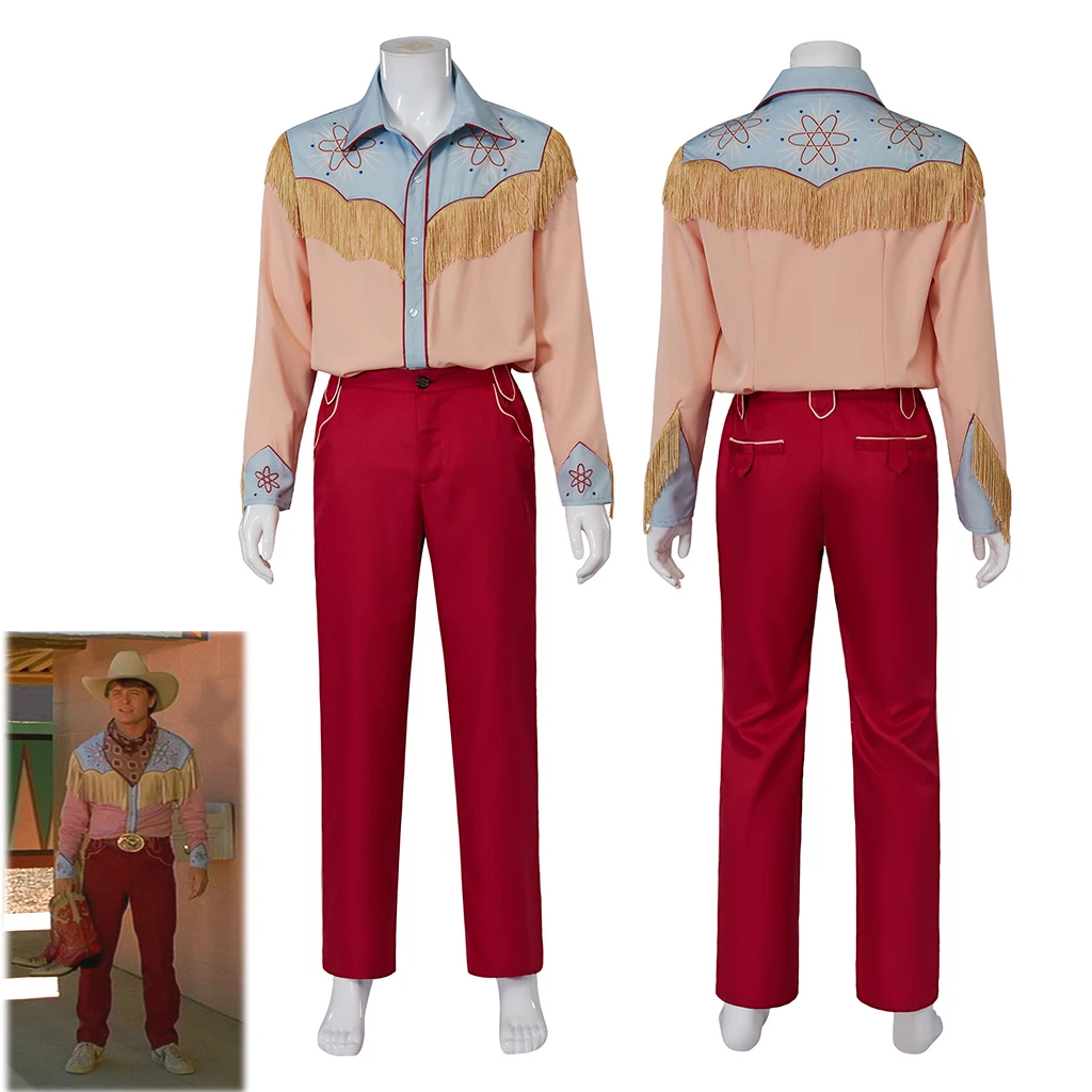 

Back to the Future Cowboy Marty McFly Cosplay Costume Fringed Shirt Red Pants Set Men Halloween Party Carnival Clothing