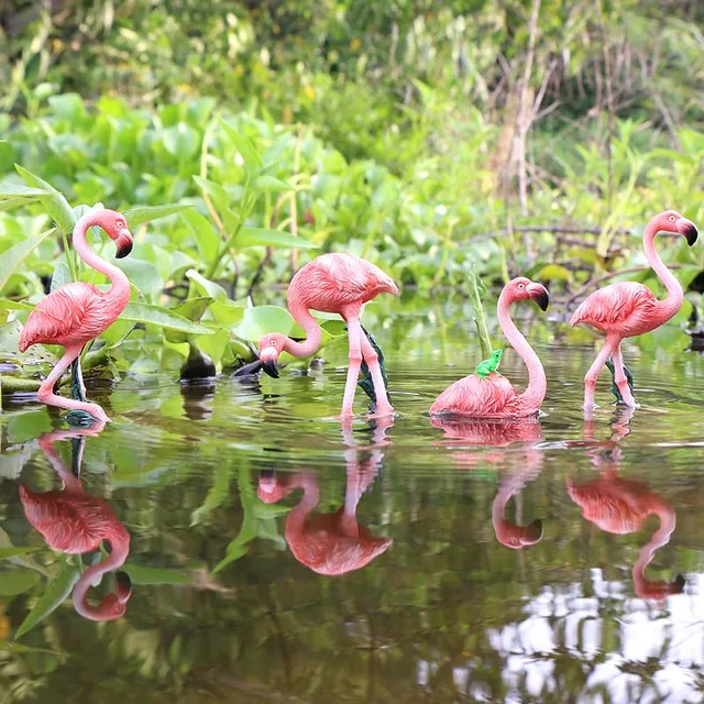 1Db Tereprendezés Flamingo Figura Terrárium Dekoráció Kerti