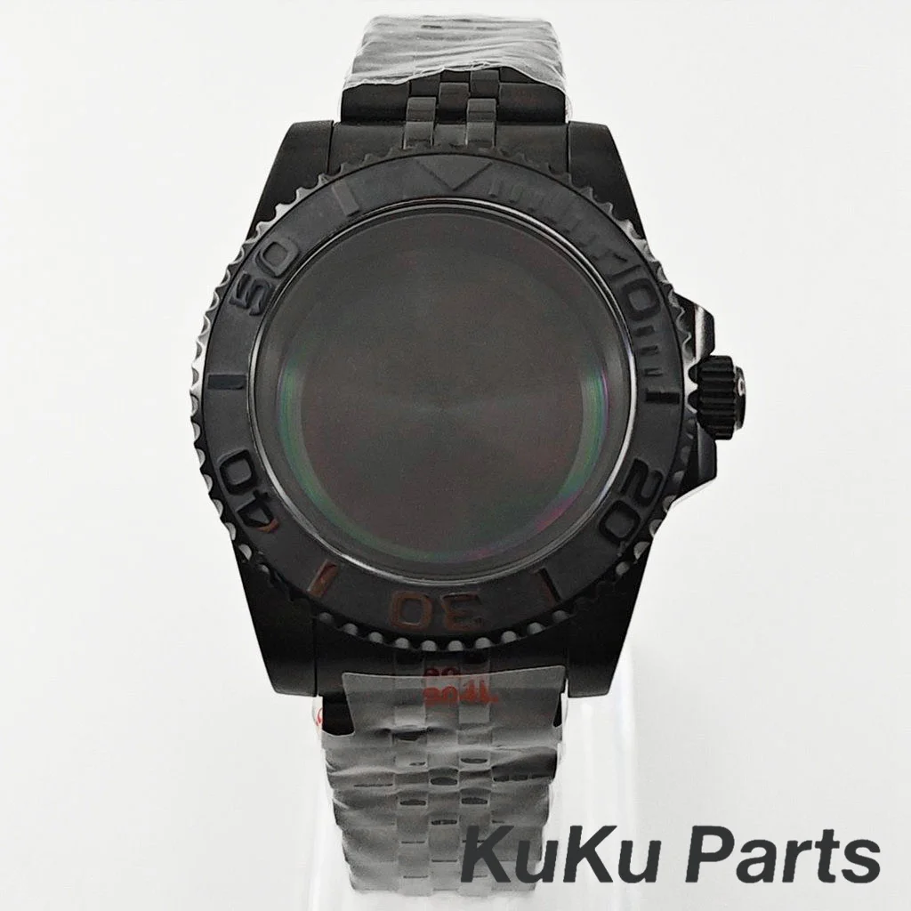 Black Purple GMT Bezel Watch Case with PVD Black Jubilee Bracelet and Sapphire Crystal