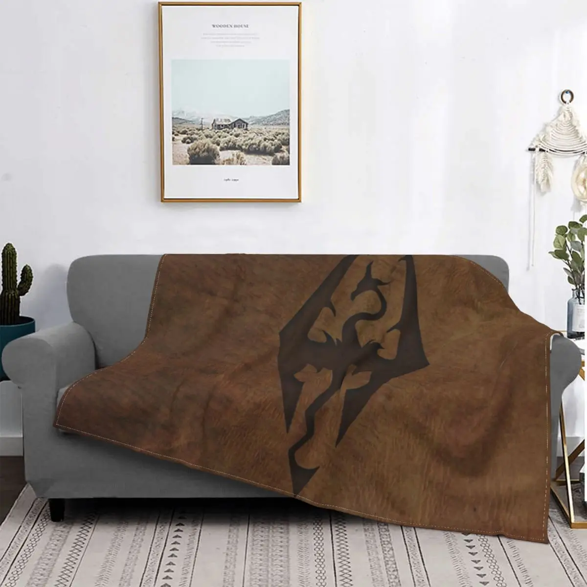 

Ultra-Soft Fleece Skyrim Worn Leather Emboss Throw Blanket Warm Flannel Video Games Blankets for Bedding Car Couch Quilt