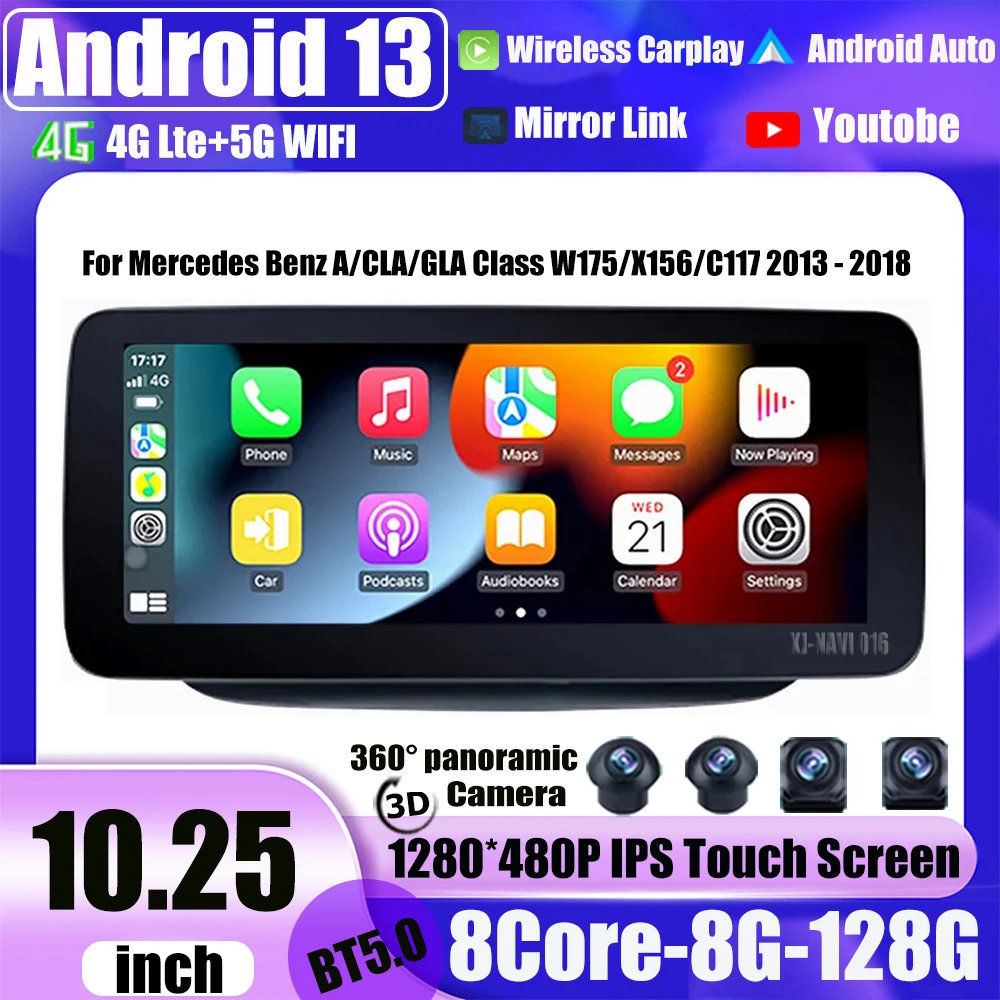 

Android 13 авто для Mercedes Benz A/CLA/GLA класса W175/X156/C117 2013 - 2018 Carplay 10,25 "IPS экран стерео GPS навигация