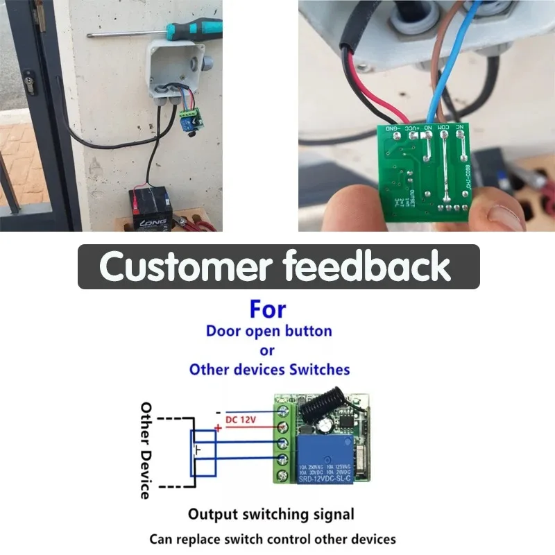 DIY 무선 스위치 DC 12V 미니 릴레이 모듈, 1000 미터 RF 리시버 리모컨, 차고 커튼 가전 제품, 433MHz , 433MHz DIY Wireless Switch DC 12V Mini Relay 