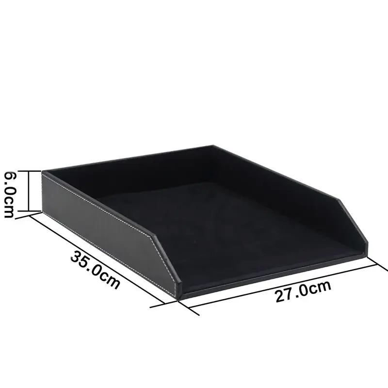 File Organizer Business Single Layer File Tray PU Leather Desk Sundry Container Holder Office Documents Storage Plate Stationery CUSTOMIZE