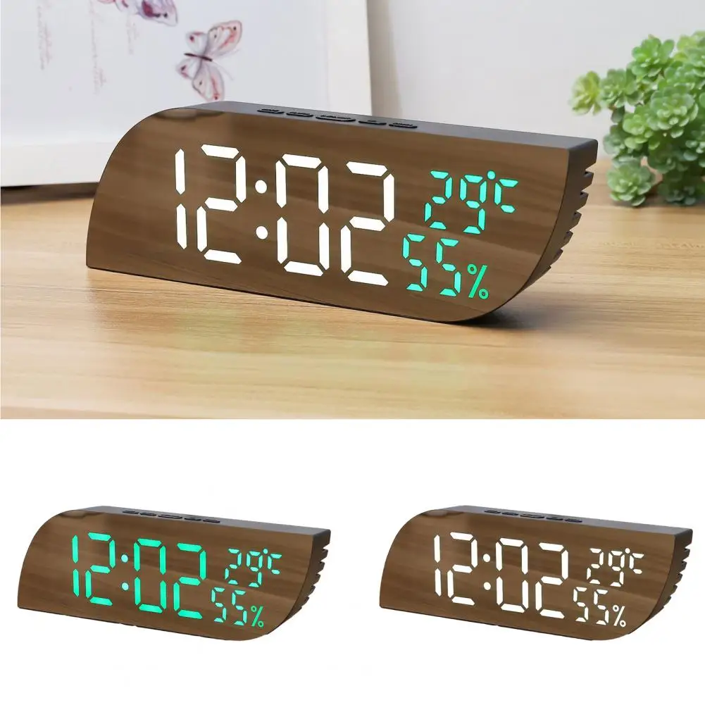 LED Mirrored Digital Alarm Clock with Large Display Auto Dim Alarm Snooze Function Desktop Electronic Clock Bedroom Home Office