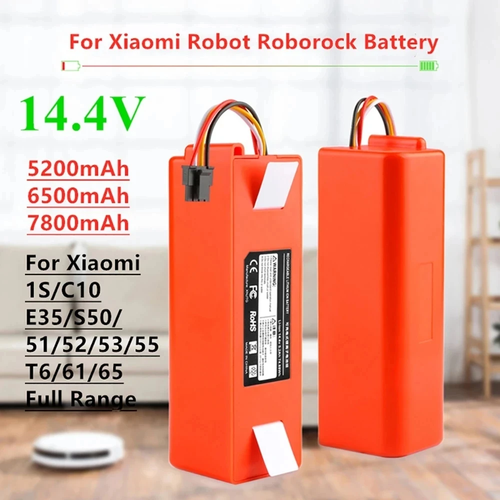 

Аккумулятор для робота-пылесоса Xiaomi Roborock S55 S60 S65 S50 S51 S5 MAX S6, 14,4 В, 6500 мАч