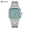 CURREN 8458 Men Quartz Watch Fashion Business Simple Leisure Silvery Stainless Steel Strap Wristwatch 1