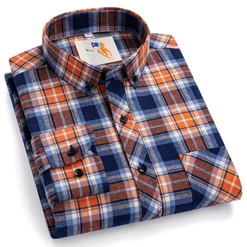 8XL Fashion Classic Plaid Shirts for Men Long Sleeve 100 Cotton Single Pocket Casual Men Shirts Long Sleeve Plus Size Slim Fit 1