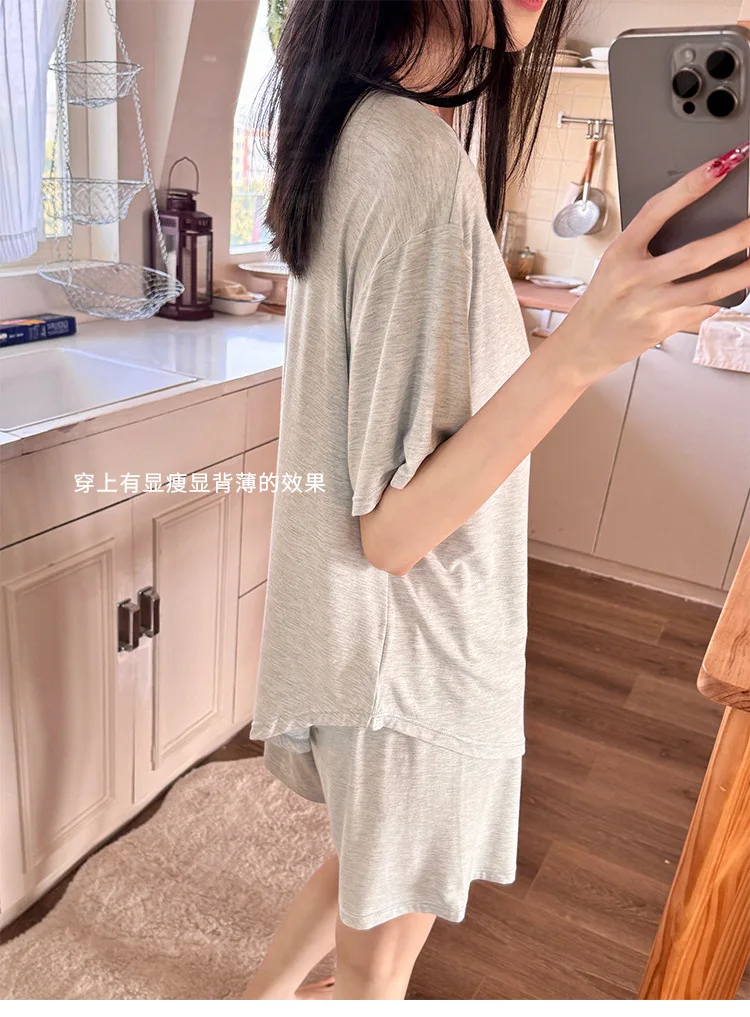 Koreanische Modal frauen Pyjamas Set Neue Komfort Bh Pad Kurzarm Shorts Anzug Weichen Sommer Pijama De Mujer Weibliche Nachtwäsche – Detail 17