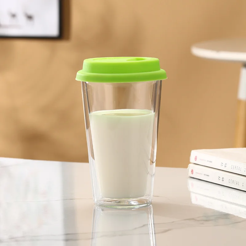 Wwyybfk Tazza Caffè In Vetro Borosilicato 340 Ml (12oz) – Doppia Parete Isolata Con Coperchio In Bambù – Mantiene Caldo