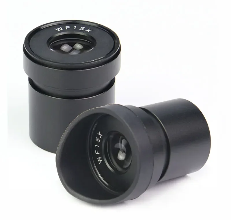 2PC 15X Mikroskop-Okularlinse, Weitfeld, 15 mm, Montagegröße 30 mm, mit Augenkappen für Stereomikroskop – Detail 2
