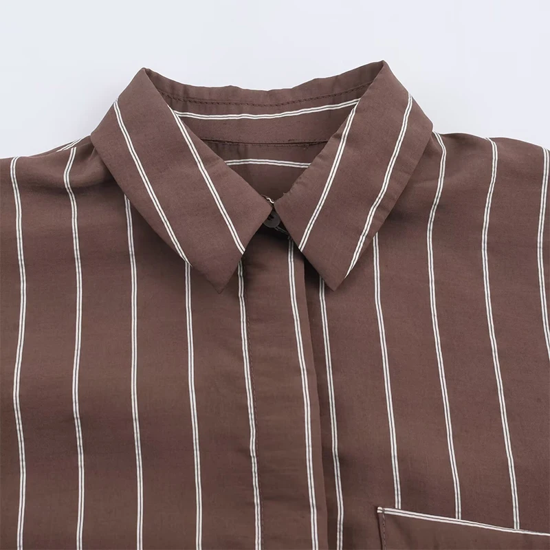 Chic Fashion Stripe Shirts for Women 2026 New Spring Long Sleeve Pockets Women's Streetwear Casual Shirt And Blouse Top ﻿