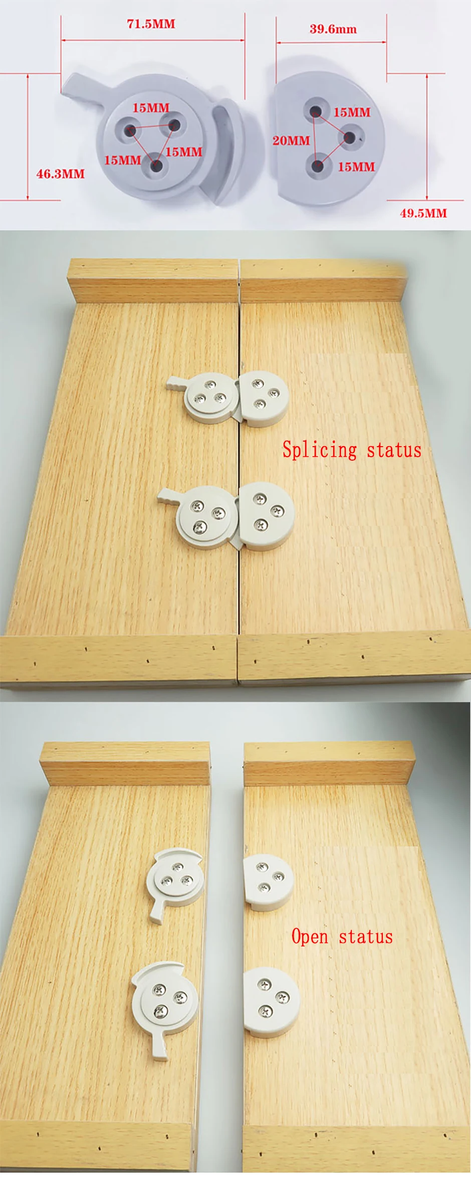 Description Picture 2 of item1 Set Wooden Panel Flat Connector Splicer Fixed Cabinet Lock Buckle Mobile Dining Table Splicing Lock Screen Docking Lock Buckle