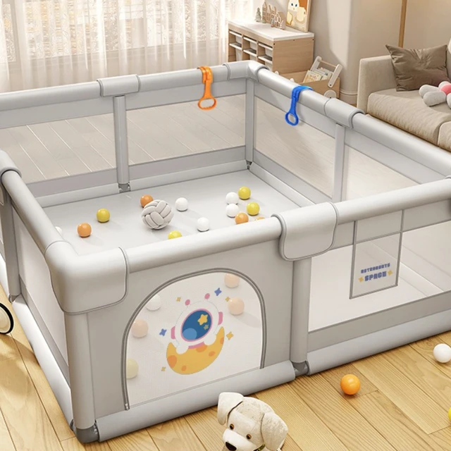 XXL Space Baby Playpen with Non-Slip Base - Detachable Learning-to-Walk Activity Center Washable Soft Edges & Cartoon Patterns 3