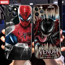 

Marvel Spiderman Venom For Apple iPhone 13 12 11 Pro 12 13 Mini X XR XS Max 5 6 6S 7 8 Plus SE2020 Phone Case Black Coque