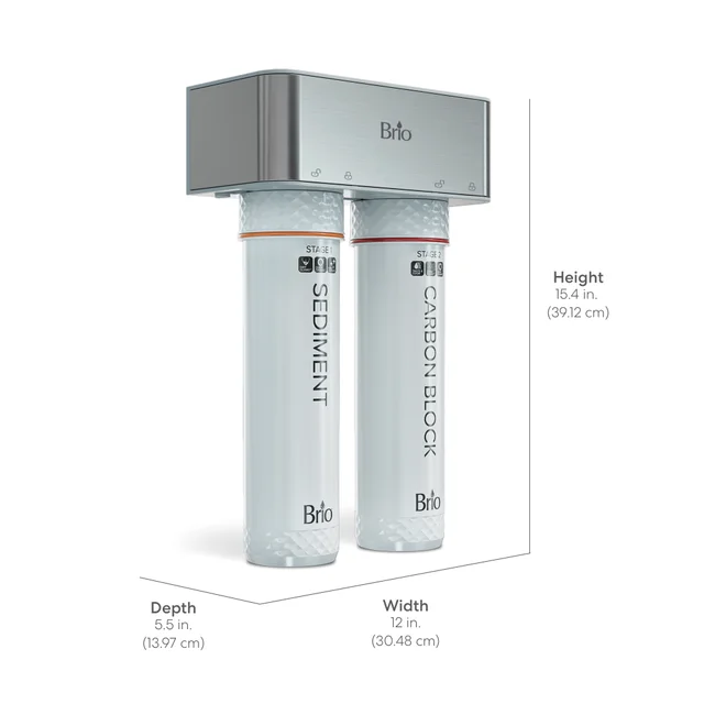 Clean and purified water with Brios 2-Stage Under Sink Filtration System