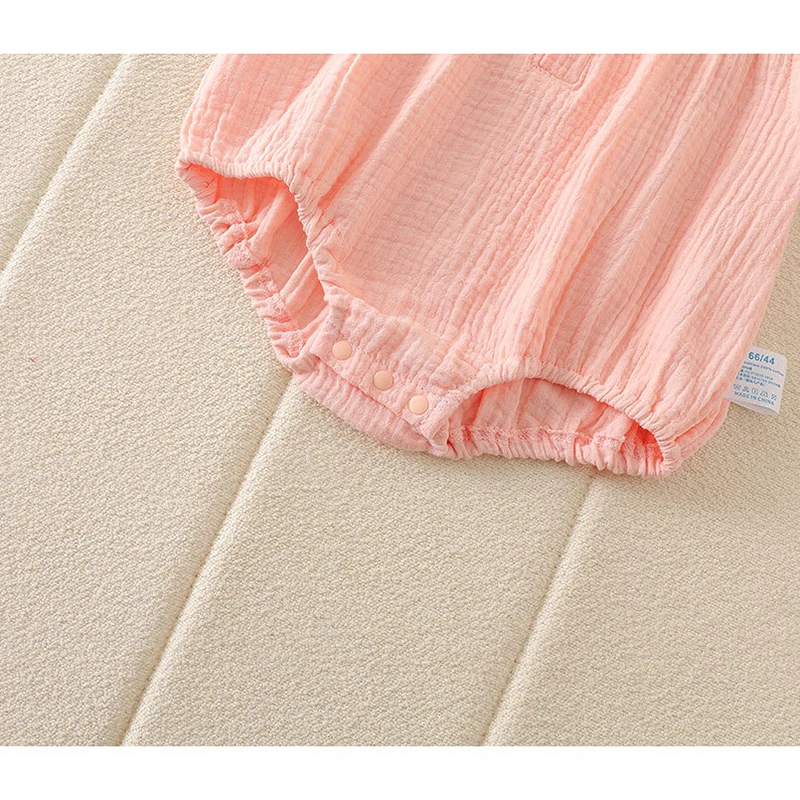 Cotton Baby Jumpsuit for Girls with Strawberry Embroidery