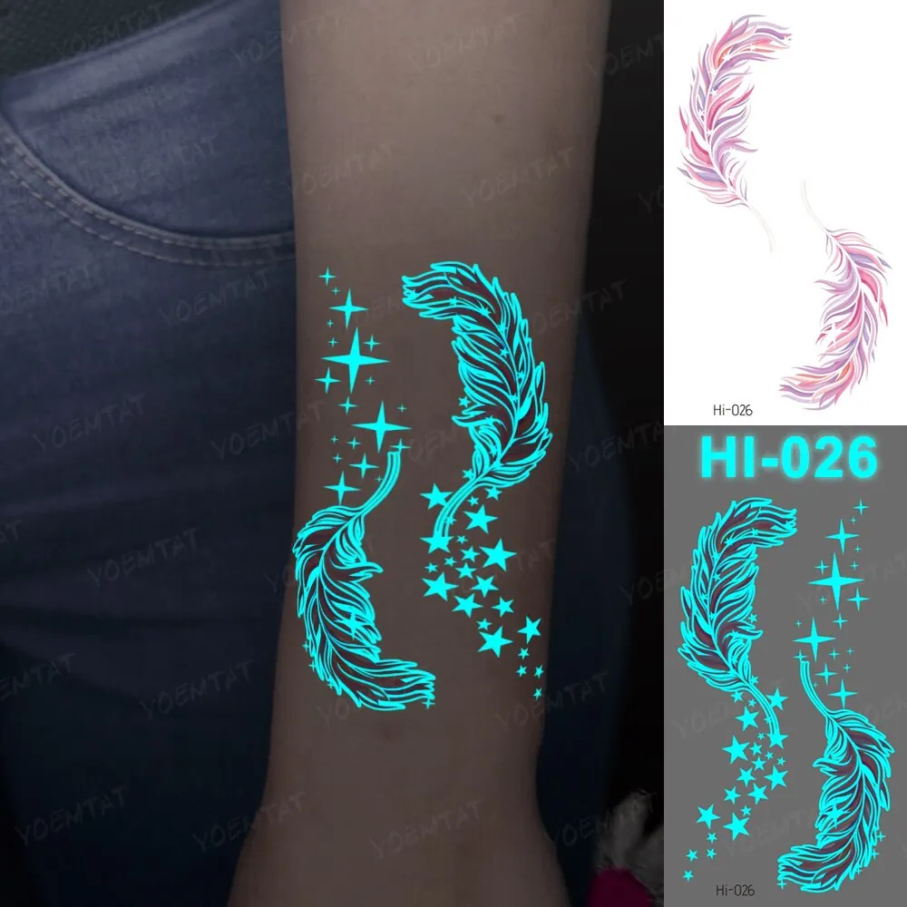 4er-Pack Leuchtende Temporäre Tattoos – Für Erwachsene & Kinder, Wasserfest, Im Dunkeln Sichtbar