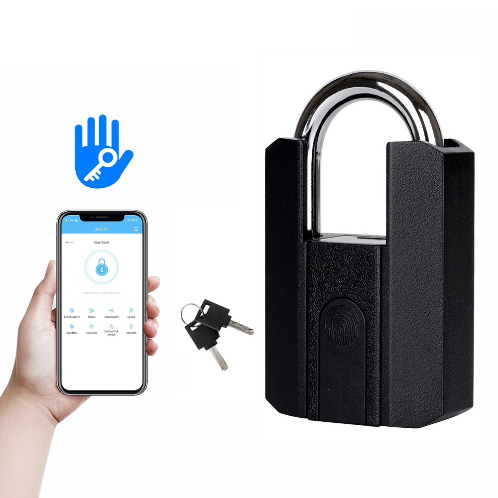 TTLOCK 앱 도난 방지 자물쇠, IP67 방수 지문 자물쇠, C타입 충전식 블루투스 호환, 캐비닛 배낭