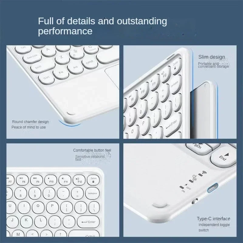Russian/Spanish/Portuguese/Hebrew Cute round hat Backlit Bluetooth Keyboard with Touchpad For iPad Tablet Laptop IOS Android