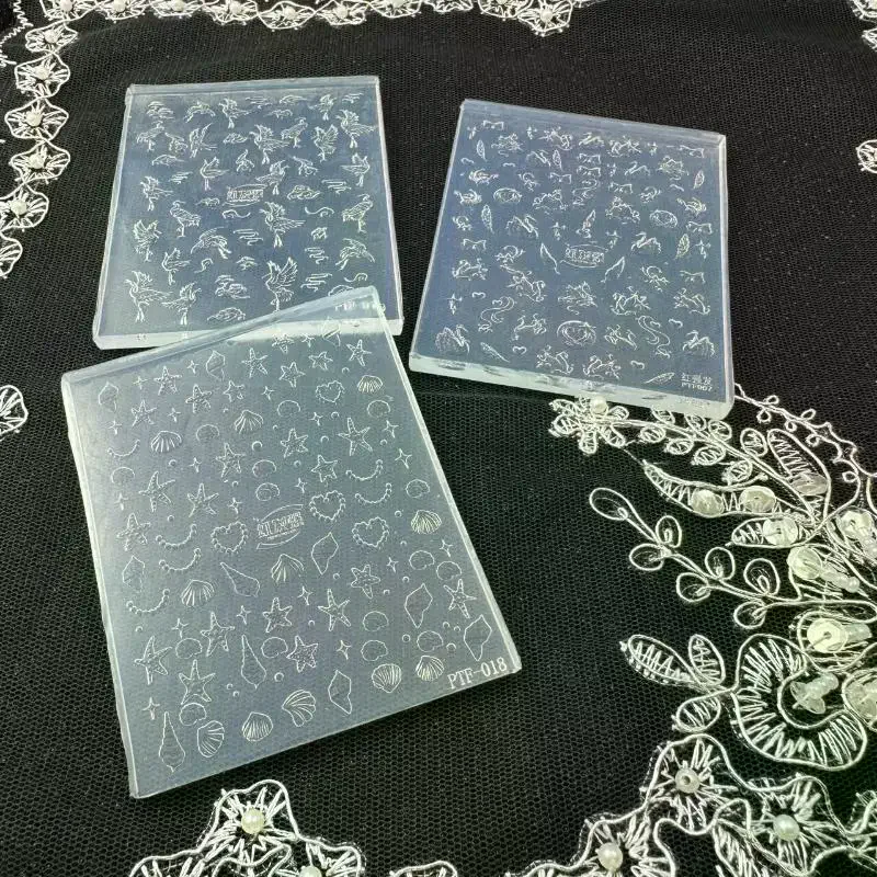 1Pcs Nails Mold Crane Swan Sea Star Conch Nail Art Templates 3D Silicone Relief DIY Nail Decoration Manicure Design Tools