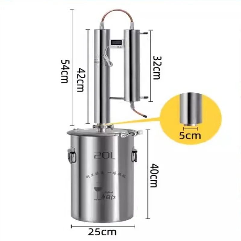 20 Liter Copper Twin Tower Still,Household Still Brewing Equipment,Sanitary grade stainless steel 304