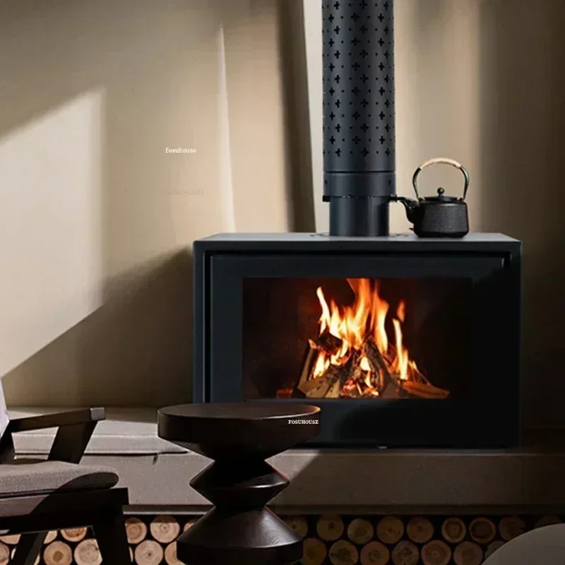 Wood Stove Iron Decor Indoor Fireplace European Real Fire Fireplaces Home Living Room American Villa Suburban Rural Heating