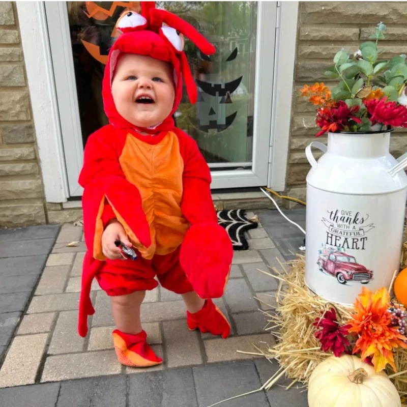 Baby Lobster Costume Infant Sea Animal Clothing Set Onesie Cute Crawfish Outfit Party Photo Prop