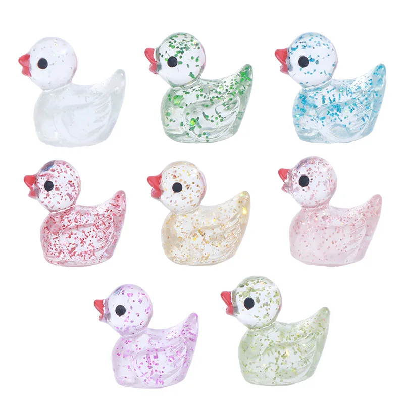 Mini Ducks Sequin Miniature Duck Resin Desk Decoration Cute Figurines Fairy Garden Accessories Home Decor DIY Doll House